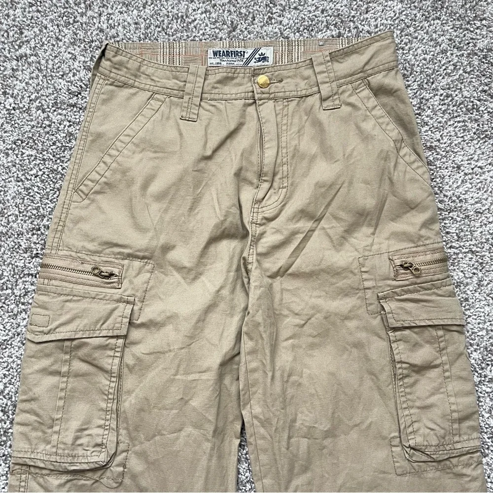 Wear First Tan Casual Cargo Pants with Relaxed Fit Boys Size 16